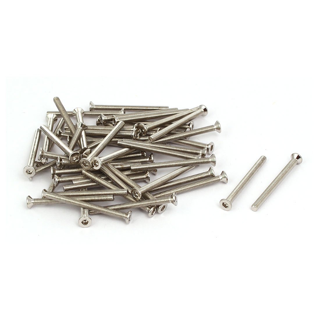 Sourcingmap M2.5x30mm Grade 10.9 Countersunk Flat Head Hex Socket Cap Screw Silver Tone 50pcs