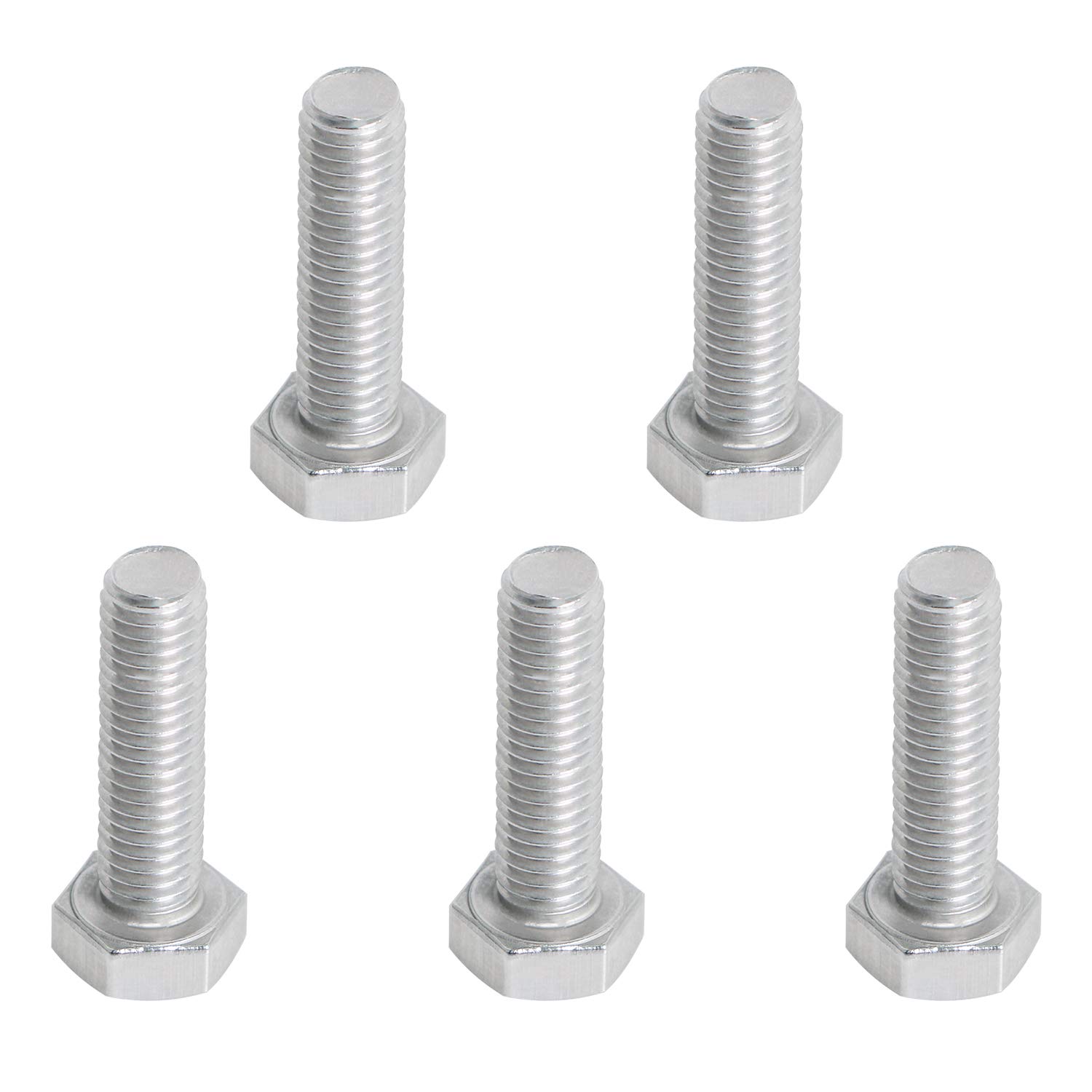 Aopin M8 x 30mm Hex Head Bolts Screws Grade 5.8 Stainless Steel, Fasteners Fully Machine Threaded SUS304 5 Pcs