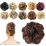 FESHFEN Synthetic Scrunchy Hair Bun Updo Hair Pieces Hair Ribbon Ponytail Extensions Hair Extensions Wavy Curly Messy Hair Bun Extensions Donut Hair Chignons Hair Piece Wig - A13 Dark Auburn