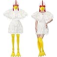 Liitrsh 5 Pcs Halloween Women's Chicken Costume Include Rooster Hat Feather Cape Skirt Chicken Claw Shoe Cover and Socks