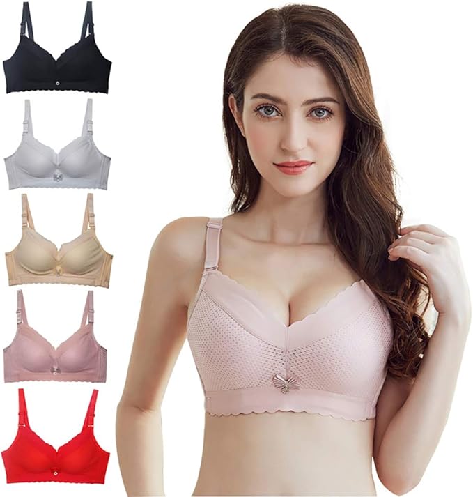 Pack of 5,Women Comfort No Wire Bras Seamless No Show Bra