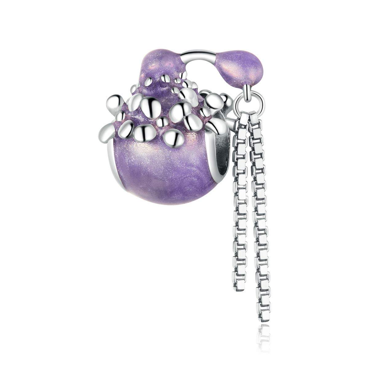 Fashion Women Bag Charm Beads 925 Sterling Silver Red Enamel Handbag Rose Hat Lipstick Eyes Perfume Bottle Travel Bag Charms For Bracelets, (Purple Enamel Perfume Bottle Charms)