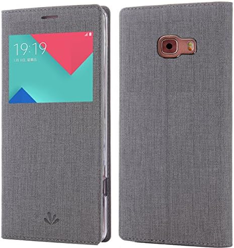 Samsung Galaxy A7(2016)/A710F Case, Premium Leather PU Flip Wallet Case with View Window Stand Kickstand Card Holder Magnetic Closure TPU bumper full cover slim Leather Case for Galaxy A7(2016)(gray)