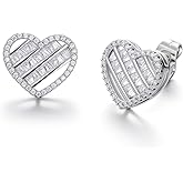 Soumimi Cubic Zirconia Heart Stud Heart Shaped Earrings Hypoallergenic Stud Jewelry Gift for Women Men