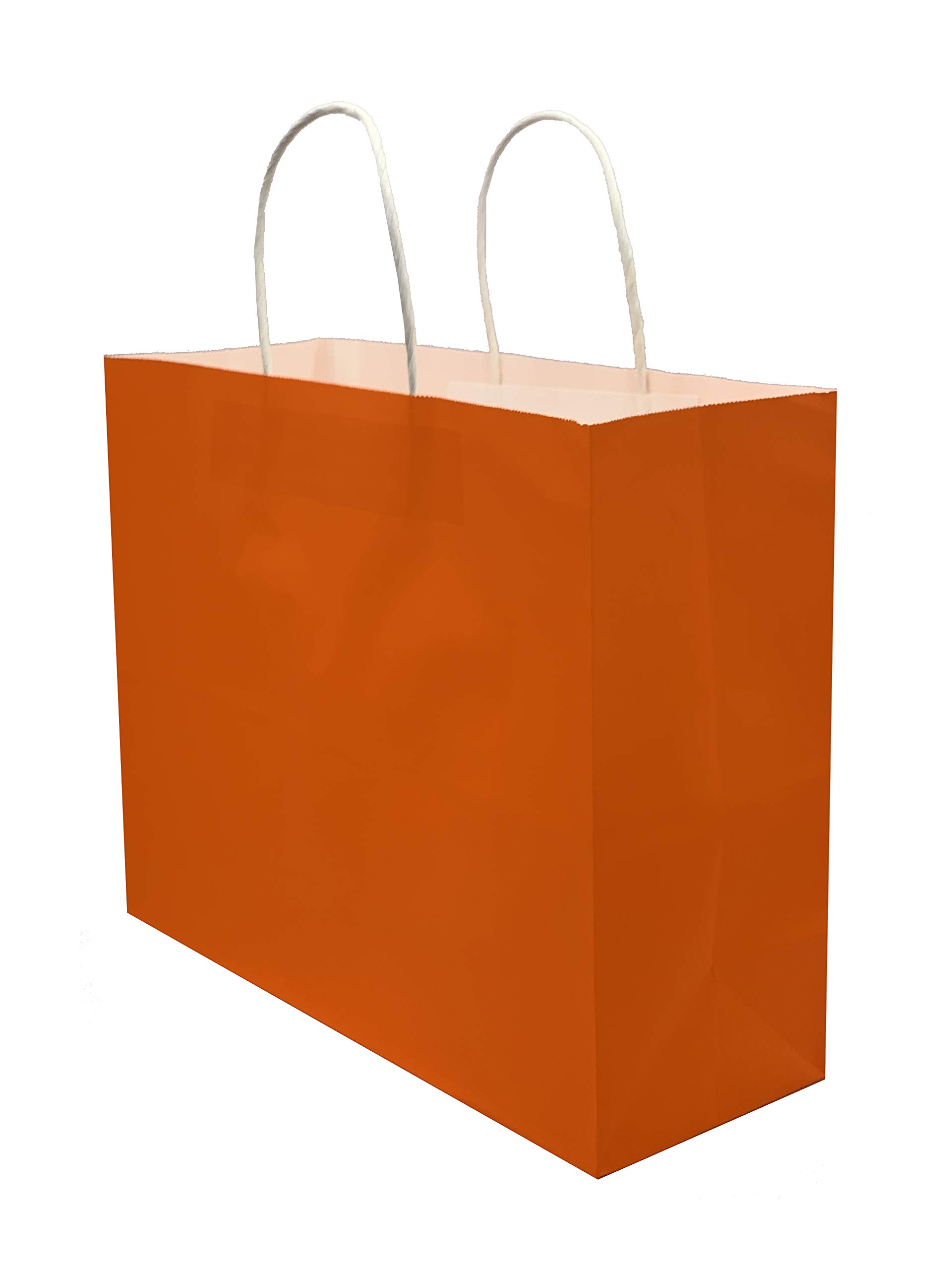 Pack of 6 Horizontal Paper Gift Bags Plain Colour 32 x 27 x 11 cm (Orange)