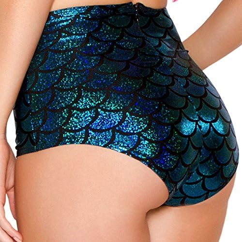 Women's High Waisted Sexy Mermaid Shorts Fish Scale Booty Bottoms Free Size