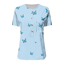 Light Blue Summer Tops for Women 2023 Spring