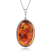 Ross-Simons Oval Cognac Amber Pendant Necklace in Sterling Silver