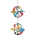 In the Breeze 2481 — Rainbow Poly Double Vortex Spinner — Mesmerizing and Colorful Hanging Wind Spinner…