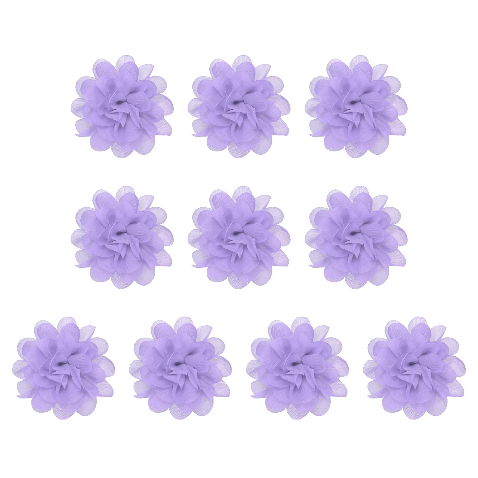 PATIKIL 3.9" Chiffon Flowers, 10 Pcs Mesh Fabric Flowers Sewing Fabric Appliques Headband Embellishments for DIY Craft Wedding Decor, Lavender — image 1