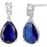 Fashion Jewelry Silver Tone Blue Red Cubic Zirconia Teardrop Drop Earrings for Women