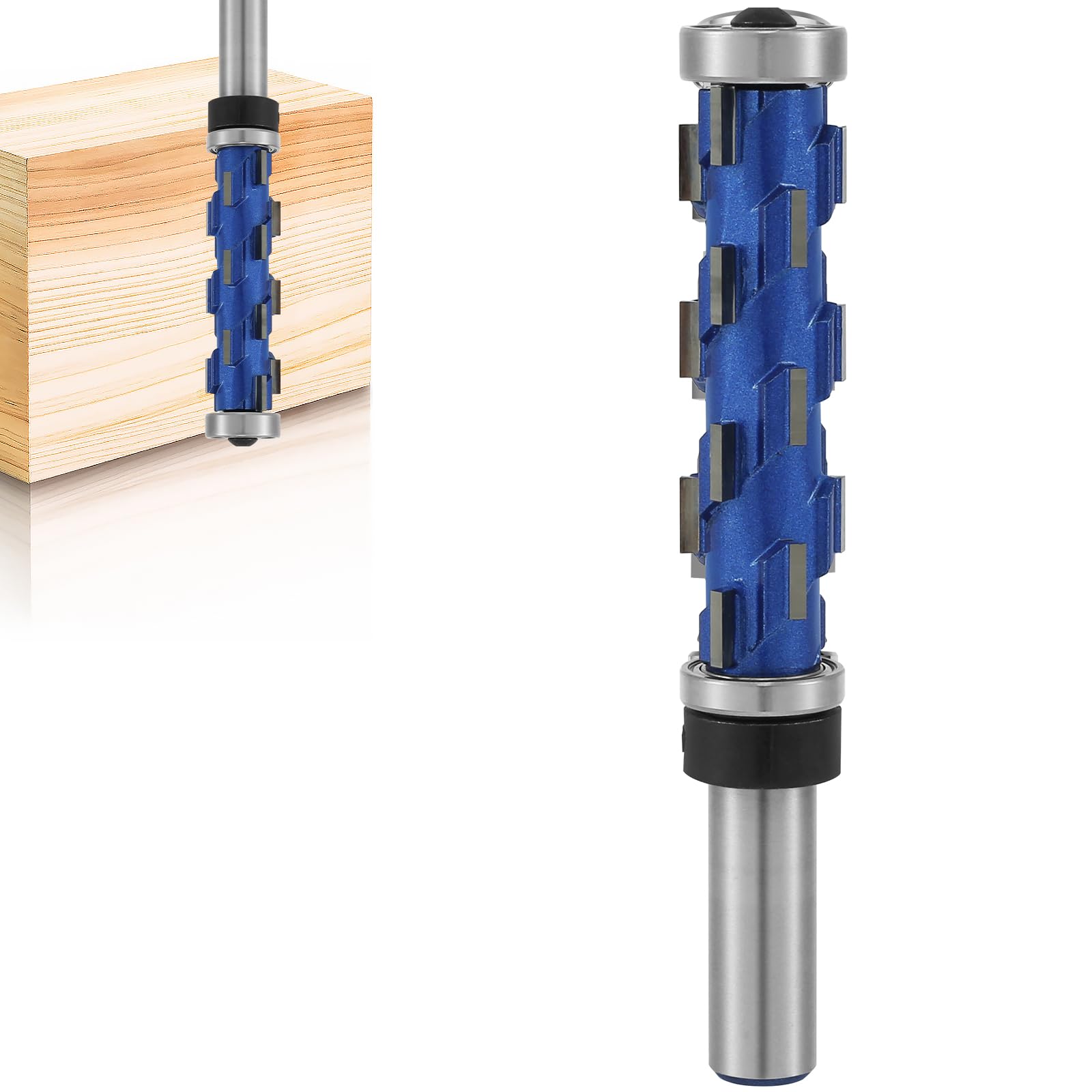 Photo 1 of 1/2inch Shank Flush Trim Router Bit Carbide Flush Trimming Bit Sturdy Double Bearing Spiral Trimming Tool Woodworking Milling Cutter Tool for Solid Wood Board MDF (65mm)