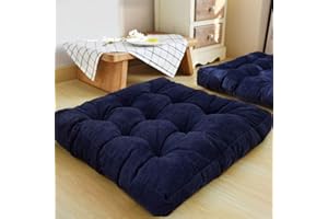 HIGOGOGO Floor Pillow, Square Meditation Pillow for Seating on Floor Solid Thick Tufted Seat Cushion Meditation Cushion for Yoga Living Room Sofa Balcony Outdoor, Navy, 22x22 Inch