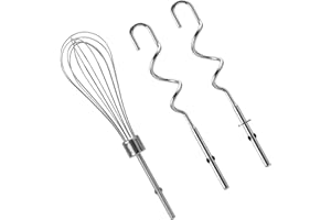 Hand Mixer Beaters Blender with 2 Dough Hooks, Stainless Steel Hand Mixer Whisk Attachment Replacement Egg Beaters for Kitche