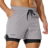 AIMPAC Mens Board Shorts Swim Trunks with Compression Liner Stretch Quick Dry 2 in1 with Pockets Beach Athletic Shorts