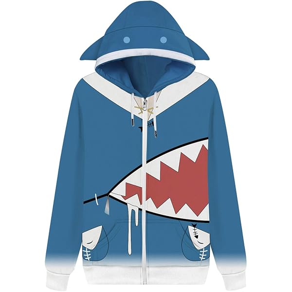 Amazon.com: UPUPCOS VTuber Gawr Gura Shark Hoodie Cosplay 