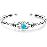 DOLIOX Genuine Turquoise Vintage Bracelet, Sterling Silver Boho Adjustable Bangle Cuff Native American Jewelry for Women, Fit for 6.5 7 7.5 Inches