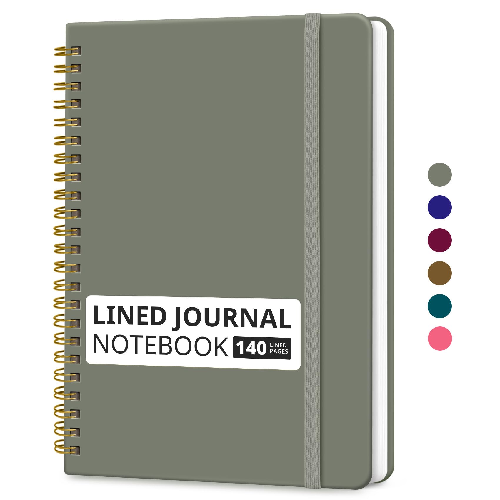 Photo 1 of Lined Spiral Journal Notebook for Women & Men, 140 Pages, College Ruled Hardcover Notebook for Work & Note Taking, Journals for Writing, A5(6"x8") - Stone Gray