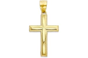 GOLDEN FIRE Solid Gold Cross Pendant in 10k or 14k, Religious Jewelry for Baptism