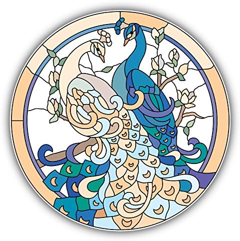 Peacock Stained Glass Window Car Decor Vinyl Sticker 12 X 12 cm