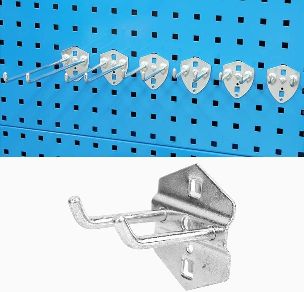 5PCS Double Oblique Hook Galvanized Steel Hardware Storage Rack Hook Perforated Panel Cabinet Rack Wall Garage Tool (50x¢6mm) for Hammers Pliers - Image 5