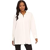 Adrianna Papell Womens Airflow Woven Button Down Top W/Side Slits