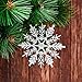 Zhehao 32 Pieces 4 Inch Christmas Glitter Snowflake Hanger Plastic Snowflake Ornaments and Silvery Cords for Christmas Decoration, White/Blue/Silver/Turquoise