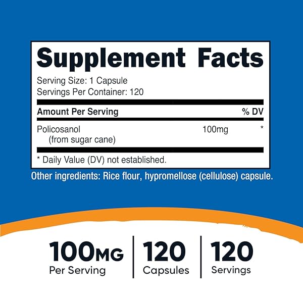 NUTRICOST POLICOSANOL 100MG, 120 CAPSULES – GLUTEN FREE, NON-GMO, AND VEGETARIAN FRIENDLY