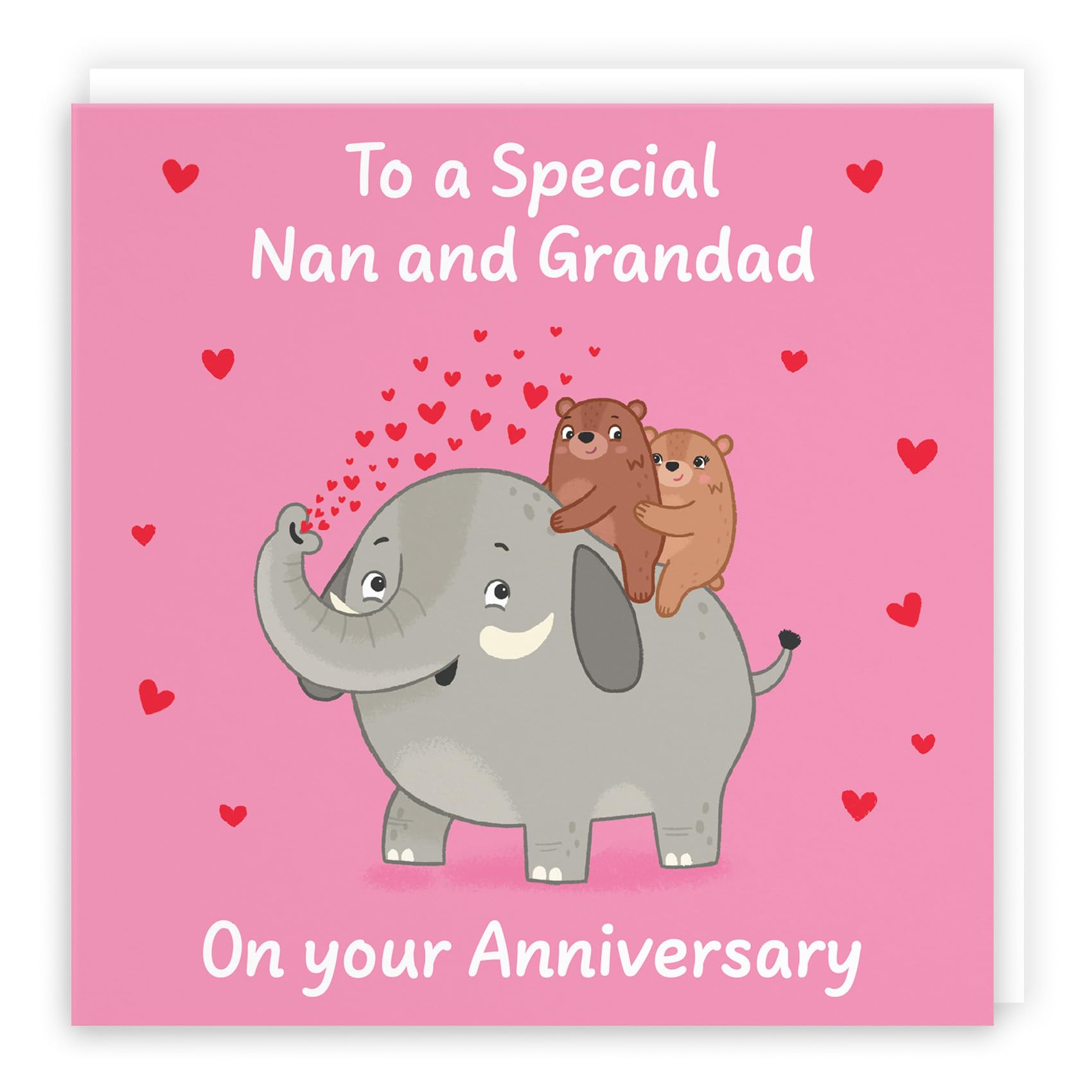Hunts England - Cute Elephant Love Nan And Grandad Anniversary Card - Fun Bears Anniversary Card - Love Story Collection