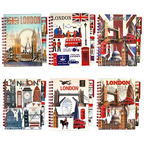6 London Souvenirs Notebook Notepad Pen Union Jack British Gift Famous London Landmark