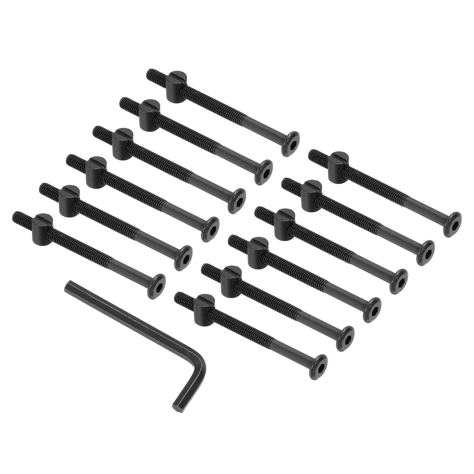 Photo 1 of PATIKIL M6 x 80mm Bunk Bed Bolts, 12 Pack Hex Drive Socket Cap Barrel Screws Bolt Nuts Assortment Kit with 1Pcs Wrench for Furniture Bed, Black