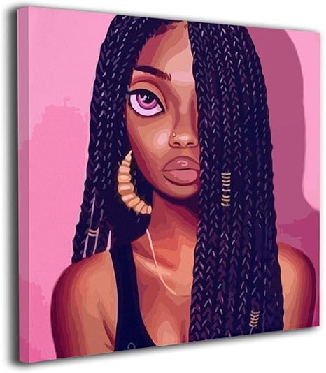 pics Braid Artwork ale art beautiful african woman box braids pink modern canvas painting wall art pictures for home decoration print on canvas giclee artwork wall decor
