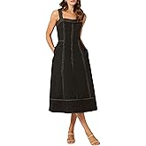 Shoshanna Womens Topstitched Cotton Poplin Maxwell Dress