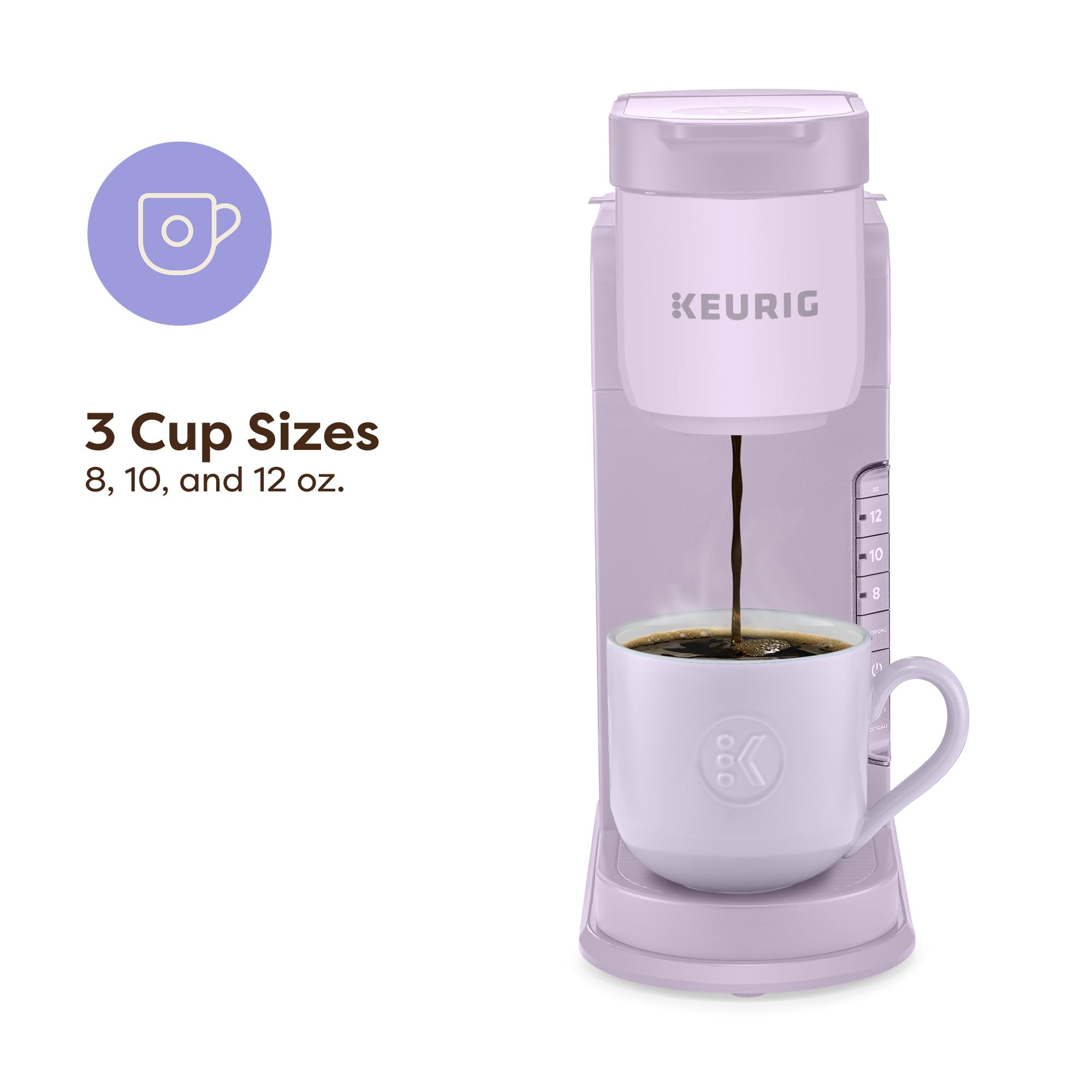 Keurig K-Express Cafetera de cápsulas K-Cup de una sola porción, 3 tamaños de preparación, función de botón fuerte, depósito extraíble de 42 oz, lavanda