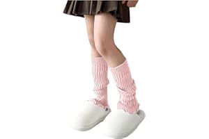 Girls Cute Leg Warmers Winter Warm Soft Knitted Legwarmers Fall Fashion Kawaii Comfy Solid Socks for Kids 5-16 Years