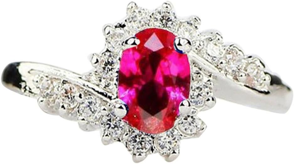 Auwer Big Rings, 925 Copper Rings,Exquisite Natural Gemstones Bride Princess Wedding Engagement Strange Ring Ladie's Jewelry Gift