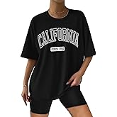 ORANDESIGNE Womens Cotton Oversized T Shirts Letter Graphic Tees Short Sleeve Casual Summer Clothes 2026
