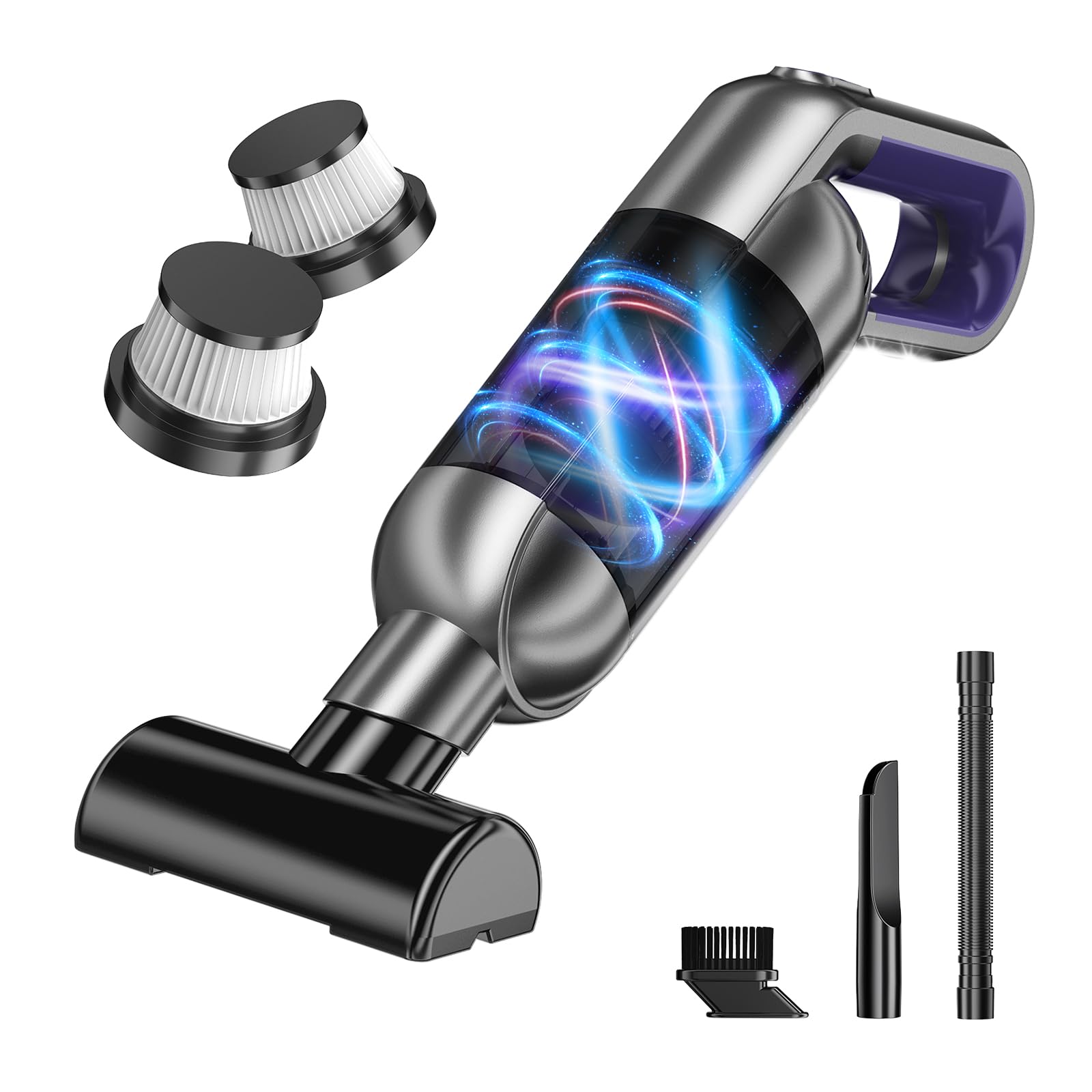 Photo 1 of NecYINuoVe Cordless Handheld Vacuum, Portable Car Vacuum with LED Light,Rechargeable Small Vacuum Cleaner with Powerful Suction,Lightweight Vacuum Cleaner for Car Home Office Pet Hair,Grey