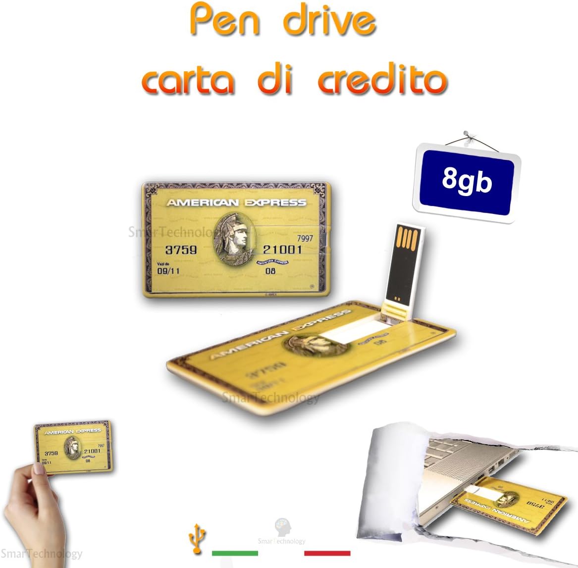 1neiSmartech Pen Drive Model Credit Credit Card Paper America Express Pen Usb 2.0Â Flash Drive (8Gb)