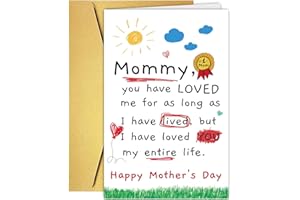 PUGAILA Funny Mother's Day Card for Mom, Heartfelt Sentimental Greeting Card for Mom from Daughter Son Kids, Happy First Moth