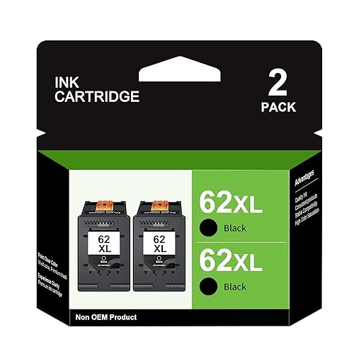 62XL Ink Cartridge Black Replacement for HP 62 62XL Black Ink Cartridges Printer Ink 62 XL for Envy 5540 5541 5542 5543 5544 5545 5546 5547 5548 5640 5642 5644 7640 OfficeJet 200 250 5740 5742 5744