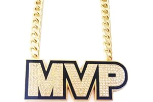 guancrown MVP Necklace Chain Medal, Gold MVP Pendant Award Winner Prize Trophy Award Necklace For Adults Player Team Football Soccer Baseball Basketball Softball Fantasy Football Chain