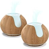 ARVIDSSON Essential Oil Diffuser 2 Pack, Ultrasonic Oil Diffusers for Home, Aromatherapy Diffuser with Mood Light, 200ml Diffuser for Essential Oils, Gift for Women - Wood Grain