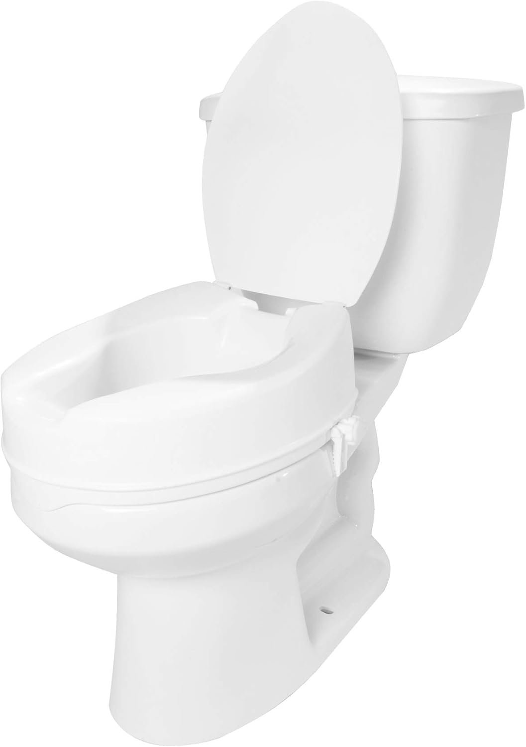 PCP 4" Raised Standard Toilet Seat, Increase Height Over Commode, Includes Lid, Tightening Stability Safety Clamps: Health & Personal Care