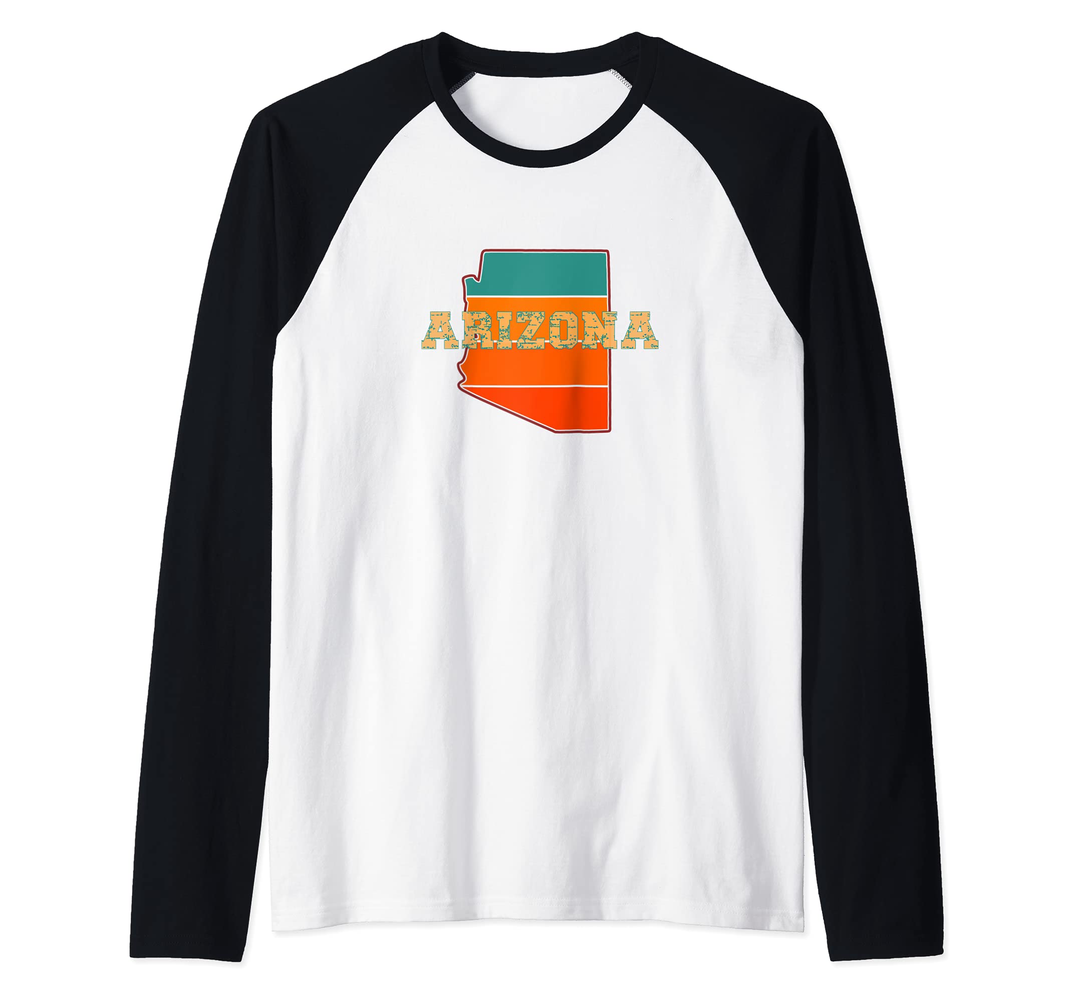 70s Vintage Retro Color AZ The Grand Canyon State Arizona Raglan Baseball Tee