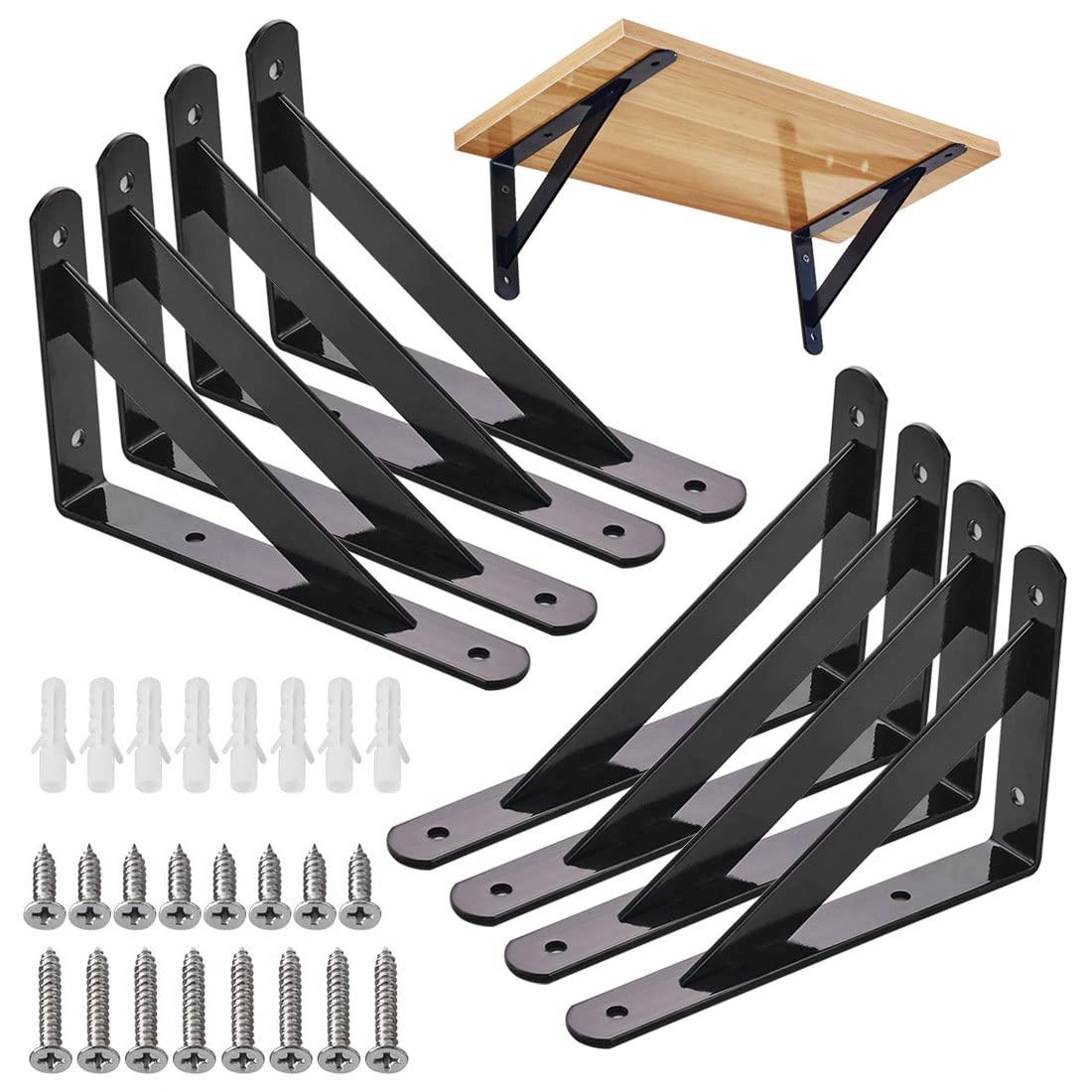 Shelf Brackets, Wall Angle Heavy Duty Brackets, 90 Degree Angle Shelf Brackets, Wall Shelf Brackets, Solid Steel Shelf Brackets for Wall Mounting (150 x 95 mm, Pack of 8)