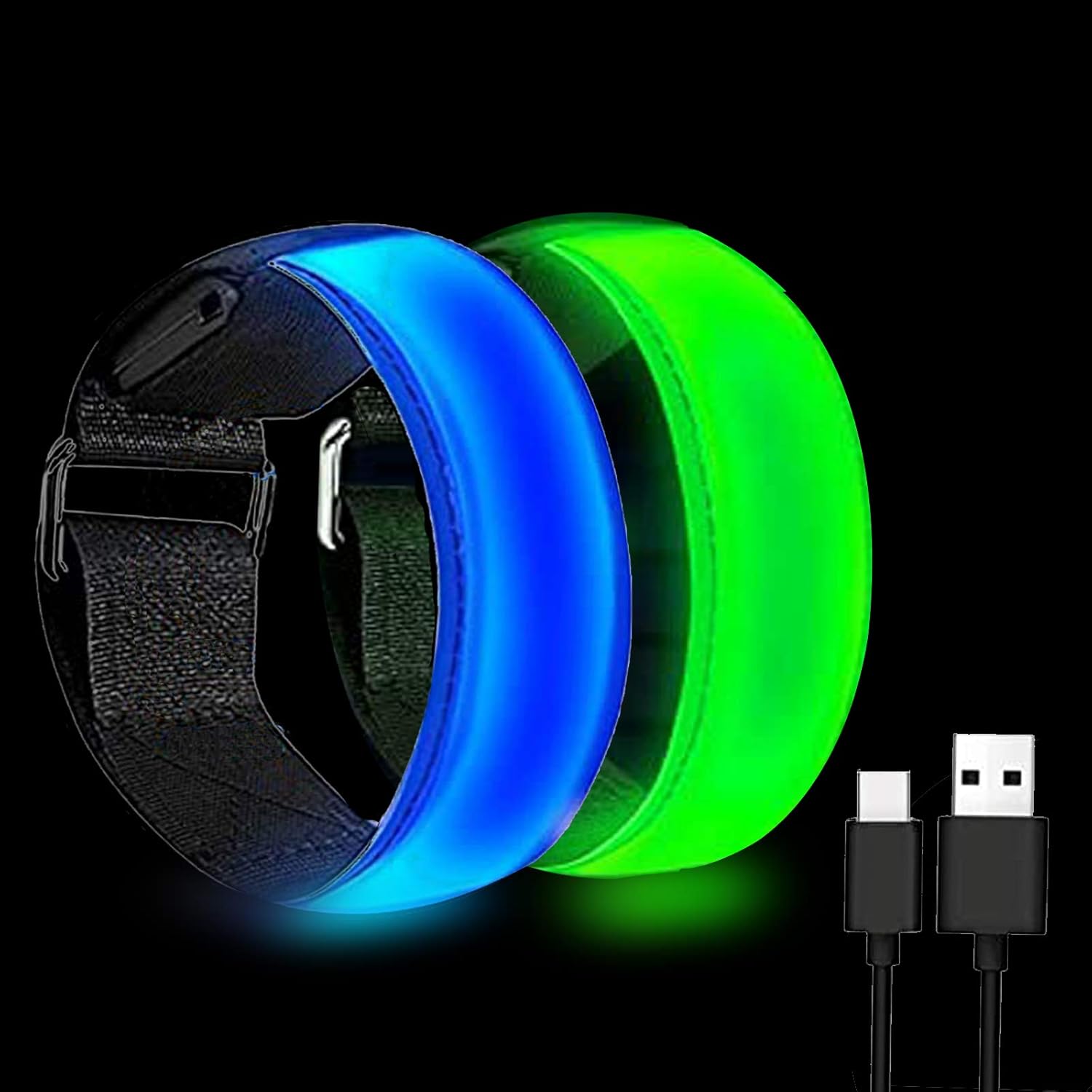 Miwoie LED Armband, Rechargeable Running Lights for Runners, Reflective