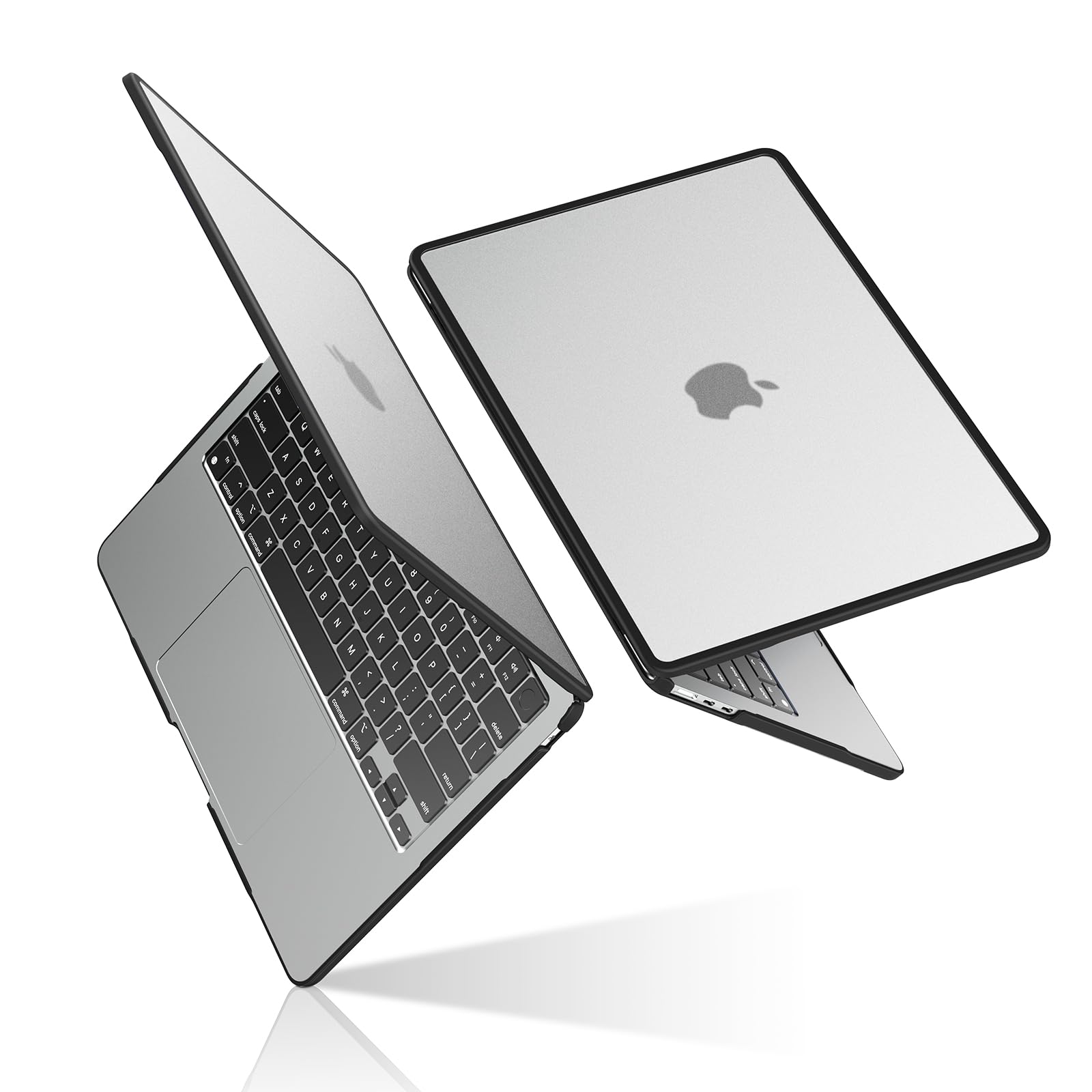 BlueSwan TPU Frame Cover Compatible for MacBook Air 13 inch Case M5 M4 M3 M2 2026 2025-2022, A3449 A3240 A3113 A2681 Anti-rupture Anti-fingerprint Matte Hard Shell Mac 13.6, (Black Edge) Frosted Clear