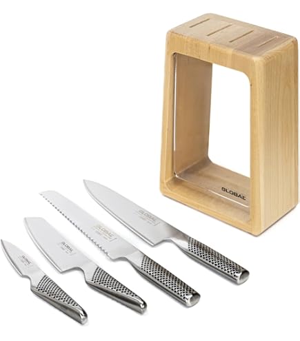 Amazon.com: Global Teikoku 5 Piece Stainless Steel Knife Block Set