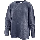 Royce Brand Women's Oversized Comfy Cord Knit Pullover Top (Large, Navy)